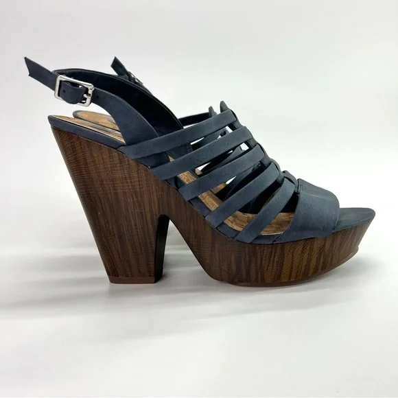 G by Guess Seany Platform Strappy Sandals Washed Denim 10 - Picture 8 of 16